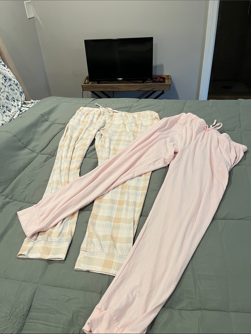 Born Women's Two-Pair Pajama Pant Set - Light Pink & Beige Plaid